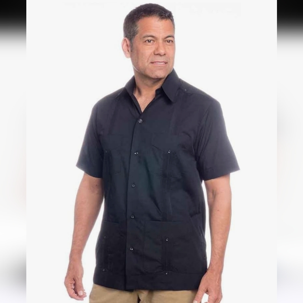 Guayabera Autentica Mens Linen Button Up Top Small